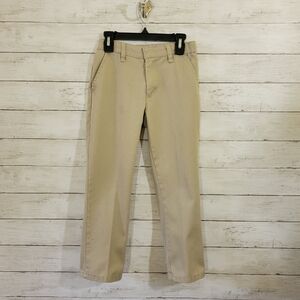 Girls Khaki School Uniform Pants with Adjustable Waistband Size 7